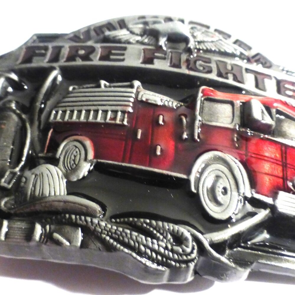Volunteer Fire Fighter BELT BUCKLE Fire Station Fire Truck Emergency Men's Belt